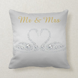 GOLD DIAMOND SWAN CUSHION WEDDING silver