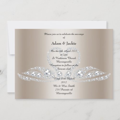 Gold Diamond SWAN  ELEGANT WEDDING Invitation