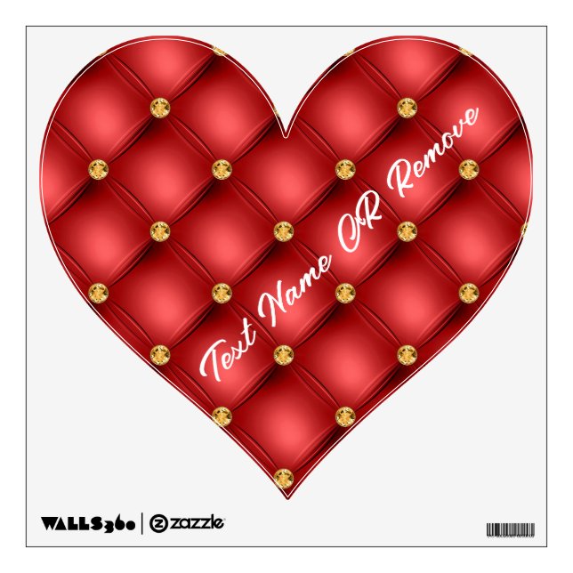Gold Diamond Tufted Custom Text Red Wall Decal (Front)