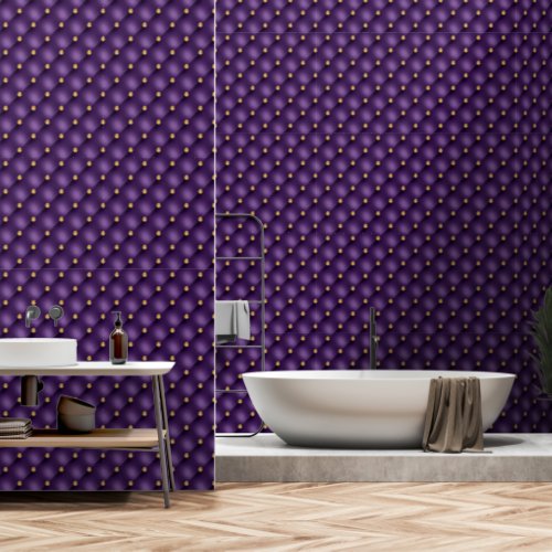 Gold Diamond Tufted Purple Wallpaper