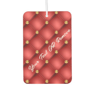 Gold Diamond Tufted Text Red Air Freshener