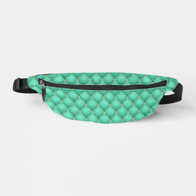 Gold Diamond Tufted Turquoise Fanny Pack (Front)