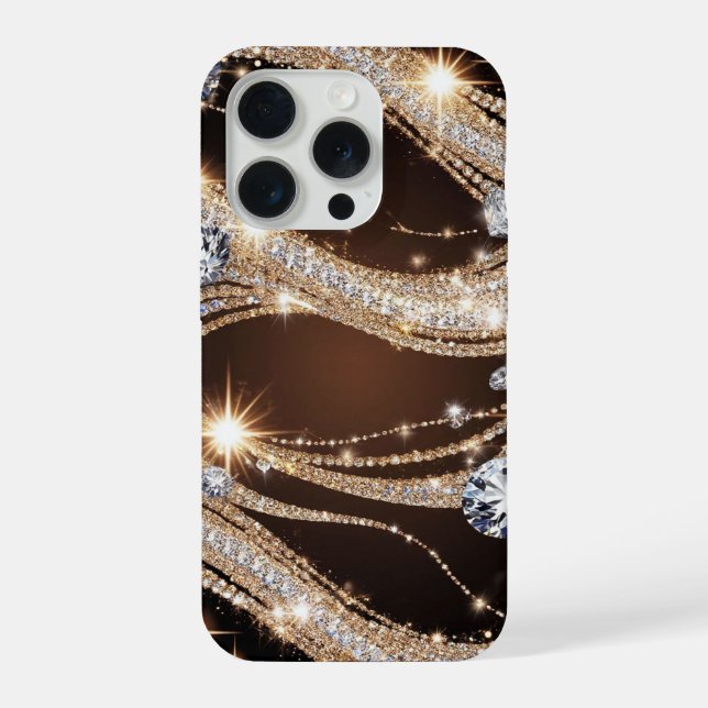 💎 Gold Diamond Waves ✨ Luxe Shimmer Abstract 💎 iPhone Case (Back)
