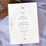 Gold Diamond White Geometric Deco Gatsby Wedding Invitation