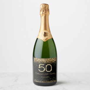 Gold Diamonds 50th Birthday Favor Sparkling Wine Label