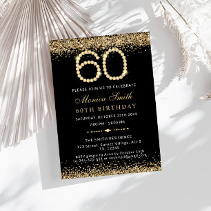 Gold Diamonds 60th Birthday Party Invitation