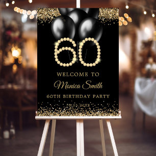 Gold Diamonds 60th Birthday Party Welcome Sign