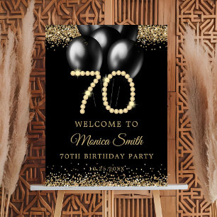 Gold Diamonds 70th Birthday Party Welcome Sign