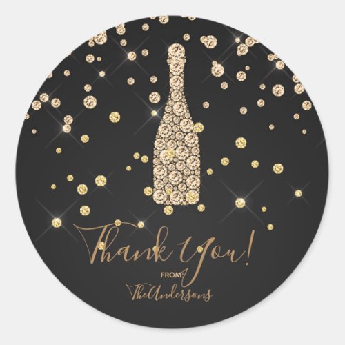 Gold Diamonds Champagne Toast Celebration Favor Classic Round Sticker