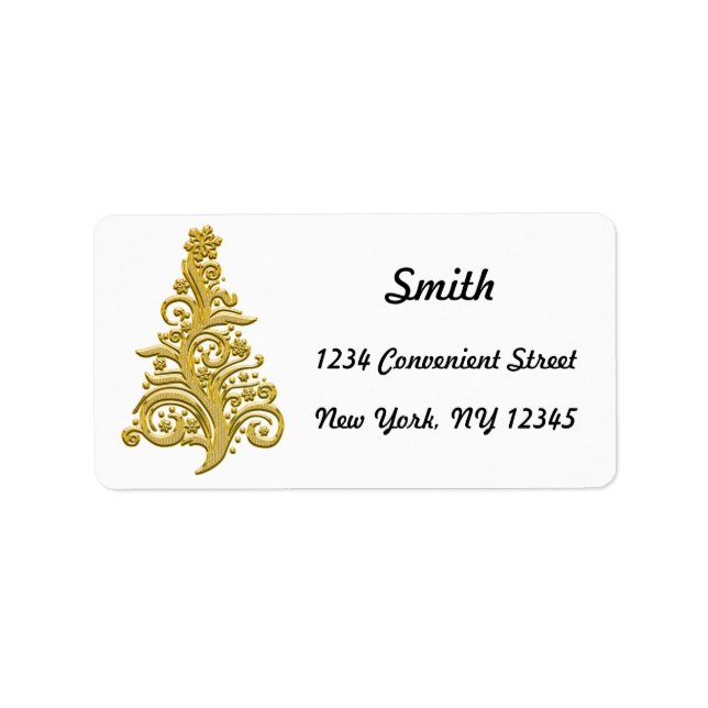 Gold Diamonds Christmas Tree Return Address Label (Front)