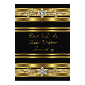 Gold Diamonds Elegant 50th Wedding Anniversary Invitation