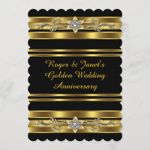 Gold Diamonds Elegant 50th Wedding Anniversary Invitation