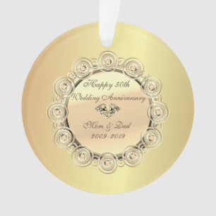 Gold Diamonds Elegant 50th Wedding Anniversary Ornament