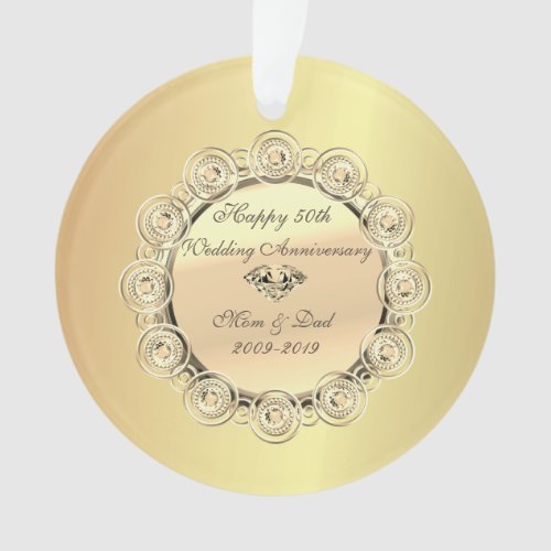 Gold Diamonds Elegant 50th Wedding Anniversary Ornament