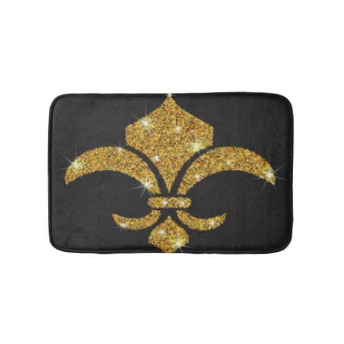 Gold Diamonds Fleur De Lis Bathroom Mat