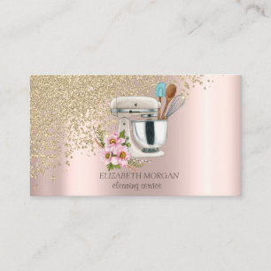 Gold Diamonds Floral Broom Maid Rose Gold Business Card