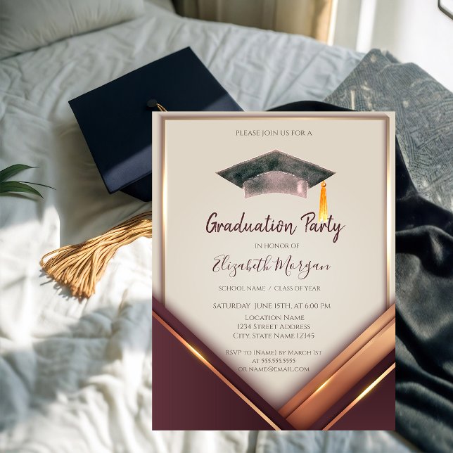 Gold Diamonds,Frame,Graduation Cap Graduation Invitation (Creator Uploaded)