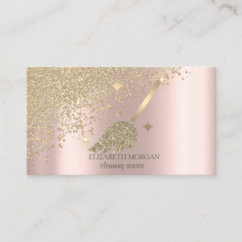 Gold Diamonds Glitter Broom Maid Cleaning House  Business Card