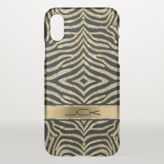 Gold & Diamonds Glitter Zebra Animal Pattern iPhone X Case