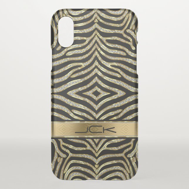 Gold & Diamonds Glitter Zebra Animal Pattern Uncommon iPhone Case (Back)