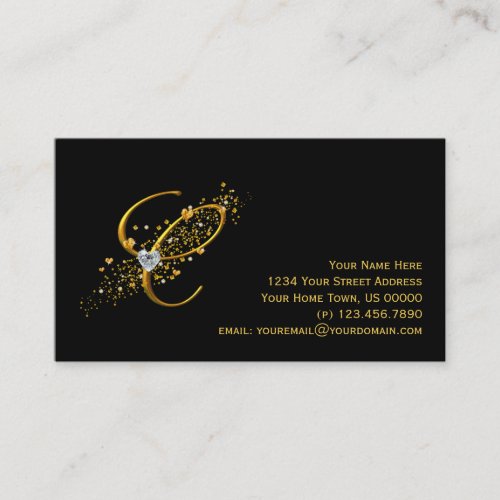 Gold &amp; Diamonds Initial C Stardust Business Card