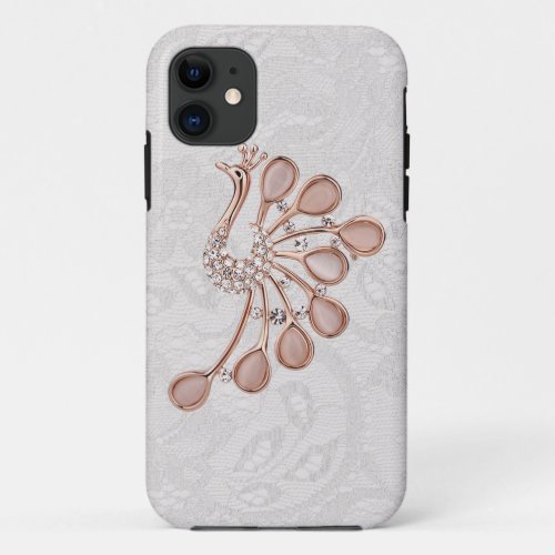 Gold Diamonds Peacock Paisley Lace iPhone 5 iPhone 11 Case