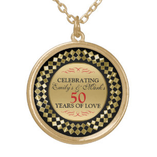 Gold Diamonds Red Swirls Plated Necklace