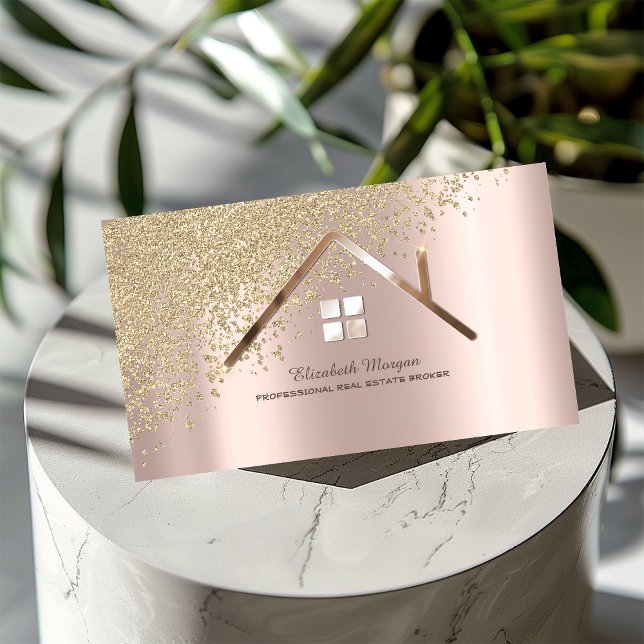 Gold Diamonds Rose Gold Real Estate Agent  Business Card (Creator Uploaded)