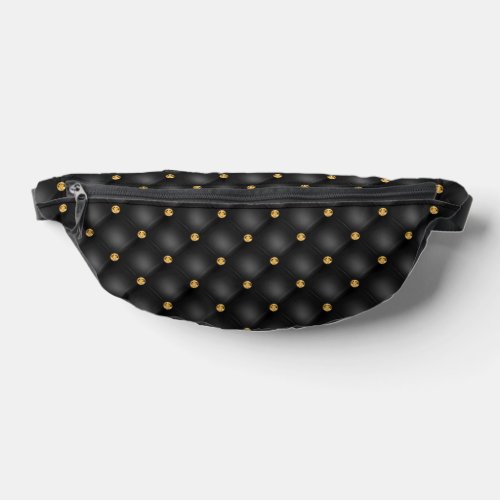 Gold Diamonds Tufted Black Fanny Pack