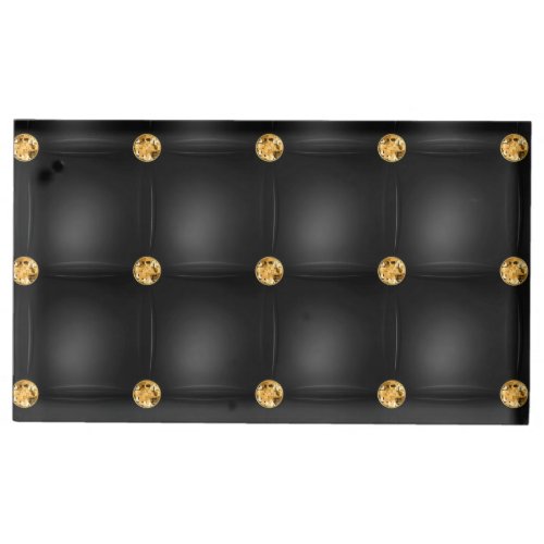 Gold Diamonds Tufted Black Place Card Holder