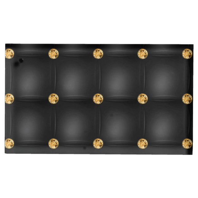 Gold Diamonds Tufted Black Place Card Holder (Front)