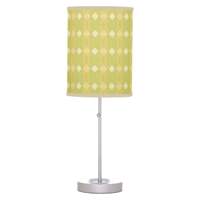 Gold Diamonds Vertical Pattern Pale Green Table Lamp (Front)