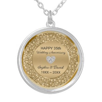 Gold Diamonds Wedding Anniversary  Silver Plated Necklace by gogaonzazzle at Zazzle
