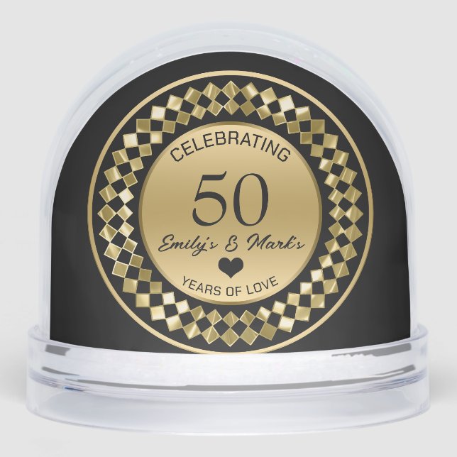 Gold Diamonds Wedding Anniversary Snow Globe (Front)