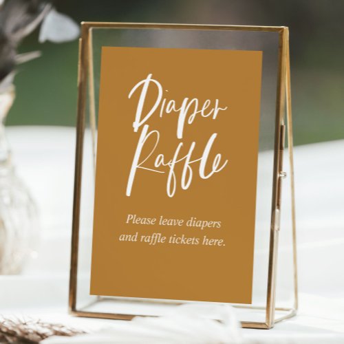 Gold Diaper Raffle Calligraphy Baby Shower Sign