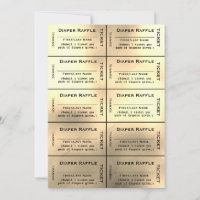 Gold Diaper Raffle Tickets Invitation