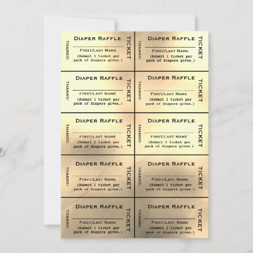 Gold Diaper Raffle Tickets Invitation