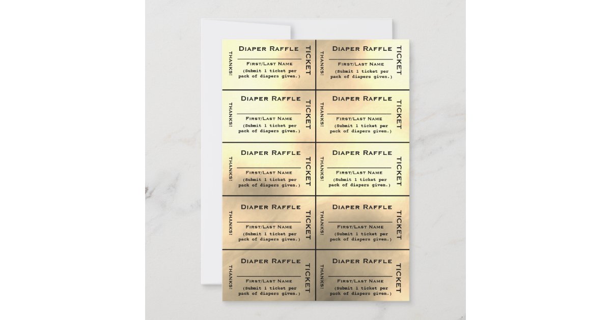 Gold Diaper Raffle Tickets Invitation | Zazzle