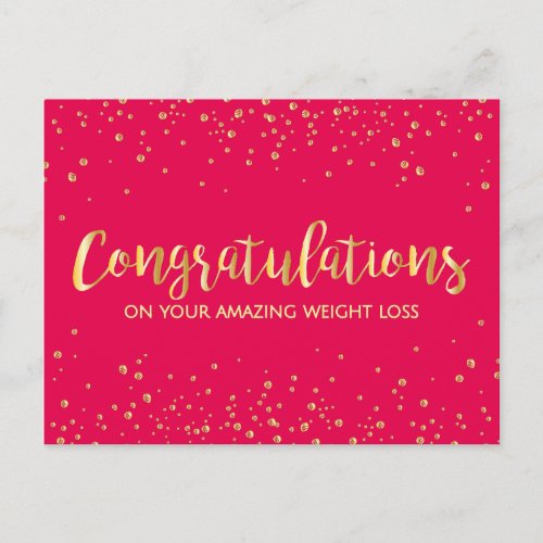 Gold Diet Congratulations Weight Loss Success Postcard