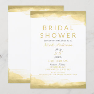 Gold Dijon Mustard Watercolor Modern Bridal Shower Invitation