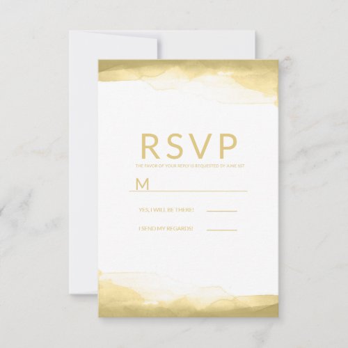 Gold Dijon Mustard Watercolor Modern Wedding RSVP