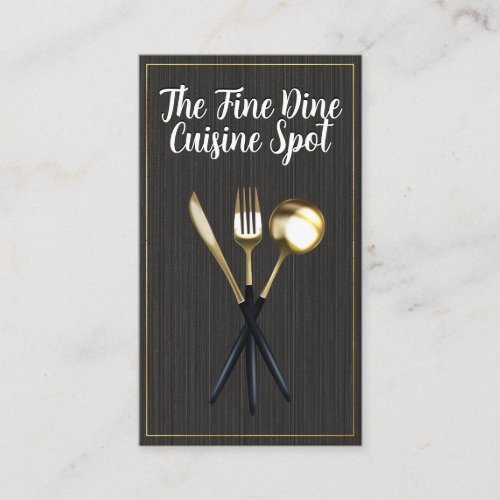 Gold Dinning Utensils Business Card