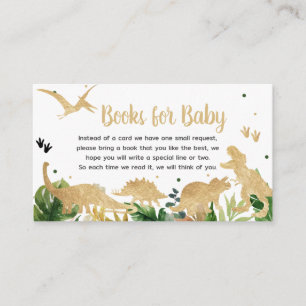 Gold Dinosaur Baby Shower Books for Baby Enclosure Card
