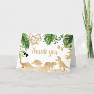 Gold Dinosaur Baby Shower Letterpress Thank You Card