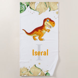 gold dinosaur beach towel