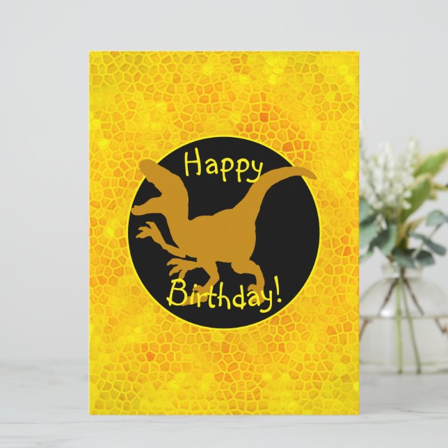 Gold Dinosaur Hide Happy Birthday!  Card (Standing Front)