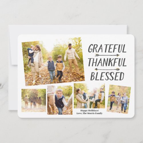 Gold Dipped Arrows Grateful Thankful Blessed  Holiday Card