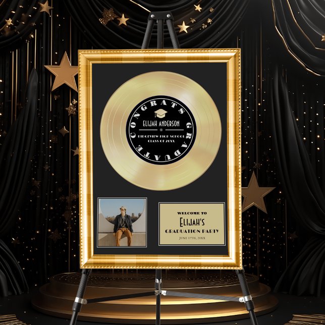 Gold Disc Vinyl Black Graduation Party Welcome Foam Board (Creator Uploaded)