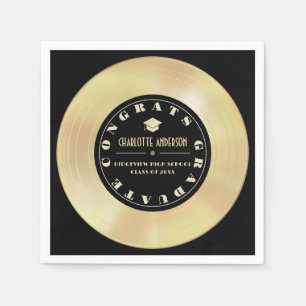 Gold Disc/Vinyl Record Black Graduation Napkins
