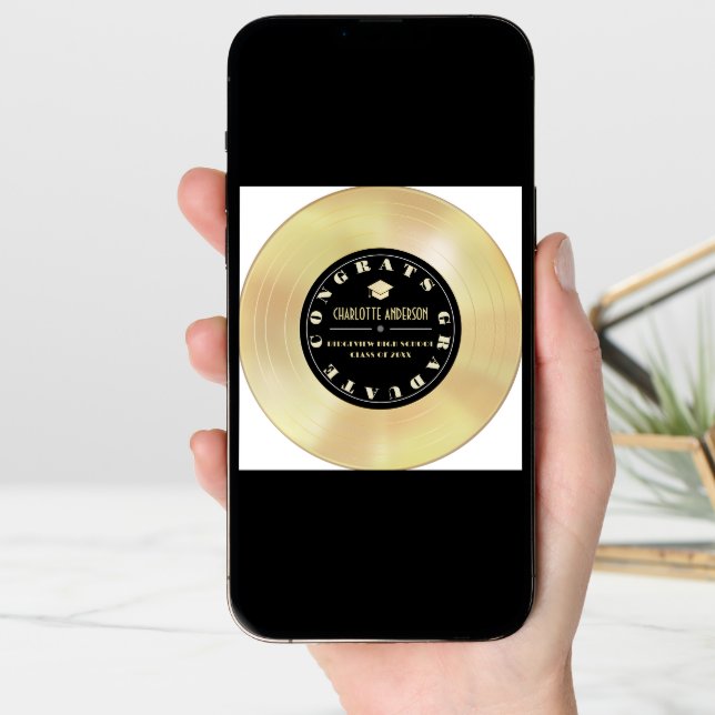 Gold Disc/Vinyl Record Graduation Announcement (Front Digital)